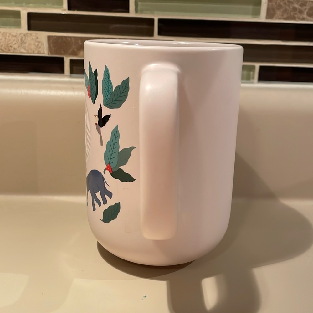 *RARE* STARBUCKS UEC Cream Colored Coffee Mug Fox Tiger Hummingbird elephant - Picture 5 of 9
